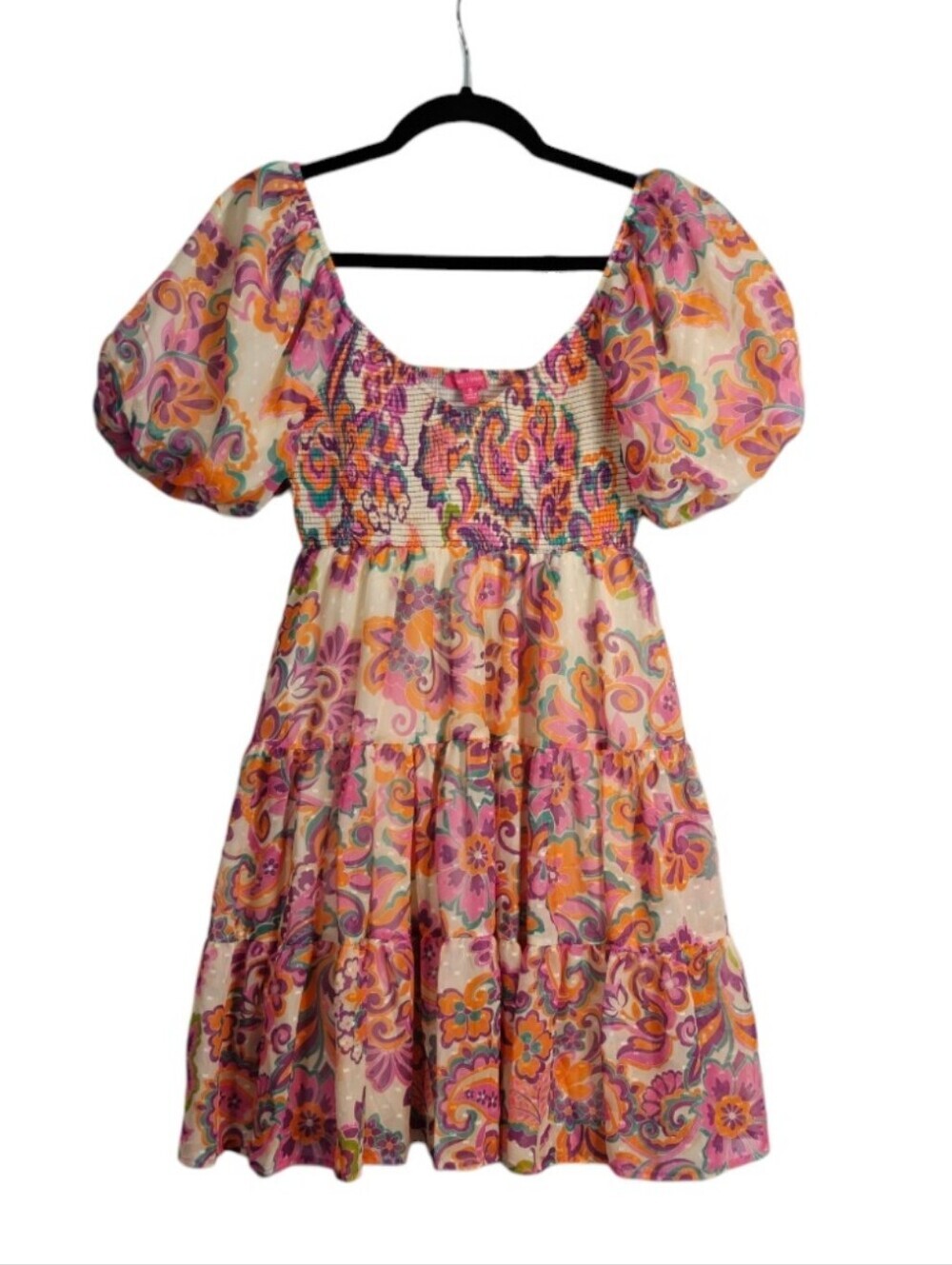 FLYING TOMATO Ava Smocked Bodice Mini Dress Size Small